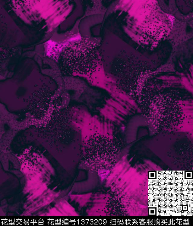 线条几何花卉数码印花华亿平台下载（图片编号: 1373209） - 瓦栏（Walan）
