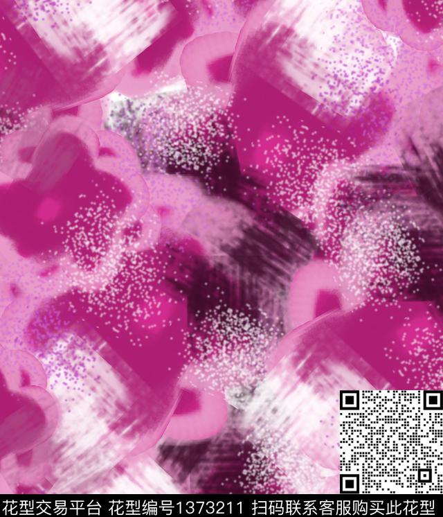 线条几何花卉数码印花华亿平台下载（图片编号: 1373211） - 瓦栏（Walan）