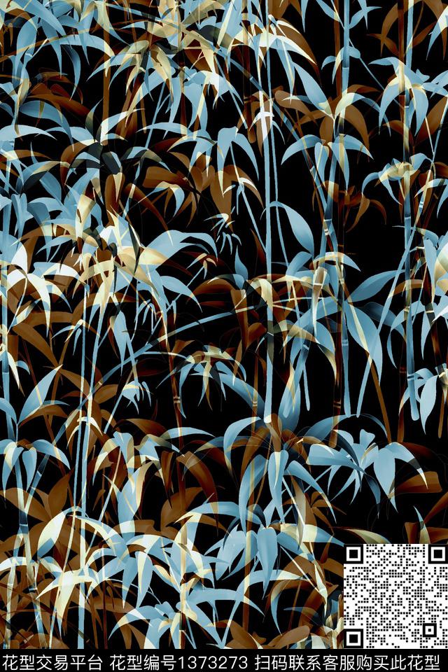 绿植树叶大牌风竹子数码印花华亿平台下载（图片编号: 1373273） - 瓦栏（Walan）