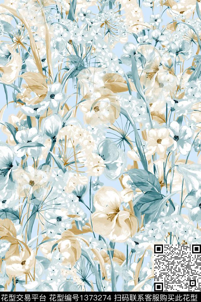 绿植树叶花卉大牌风数码印花华亿平台下载（图片编号: 1373274） - 瓦栏（Walan）