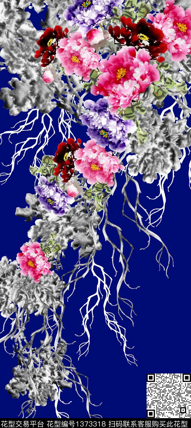 定位花花卉中国风数码印花华亿平台下载（图片编号: 1373318） - 瓦栏（Walan）