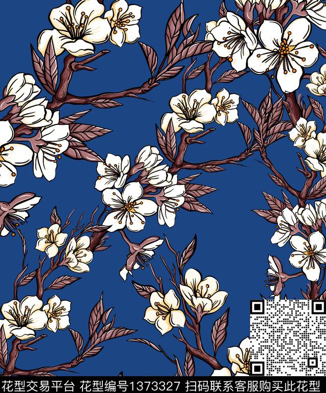 大牌风桃花樱花数码印花华亿平台下载（图片编号: 1373327） - 瓦栏（Walan）