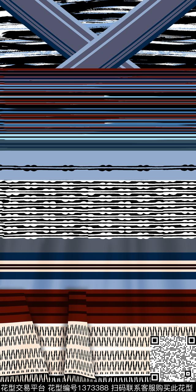 几何格子抽象数码印花华亿平台下载（图片编号: 1373388） - 瓦栏（Walan）
