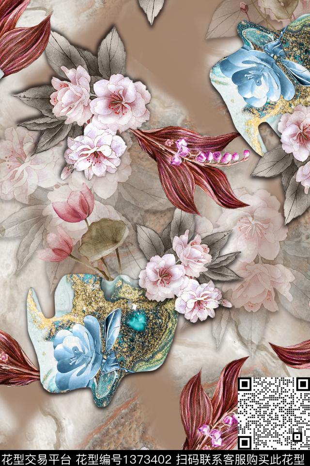 旗袍香云纱中国风数码印花华亿平台下载（图片编号: 1373402） - 瓦栏（Walan）