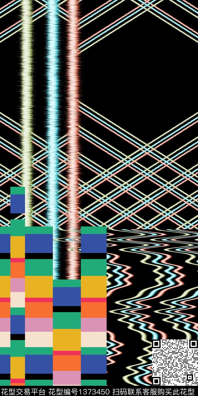 几何定位大牌风几何数码印花华亿平台下载（图片编号: 1373450） - 瓦栏（Walan）