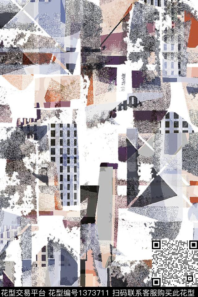 肌理几何格子数码印花华亿平台下载（图片编号: 1373711） - 瓦栏（Walan）