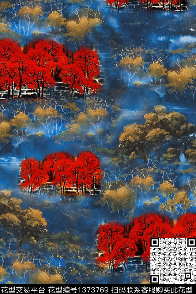 香云纱真丝中国风数码印花华亿平台下载（图片编号: 1373769） - 瓦栏（Walan）