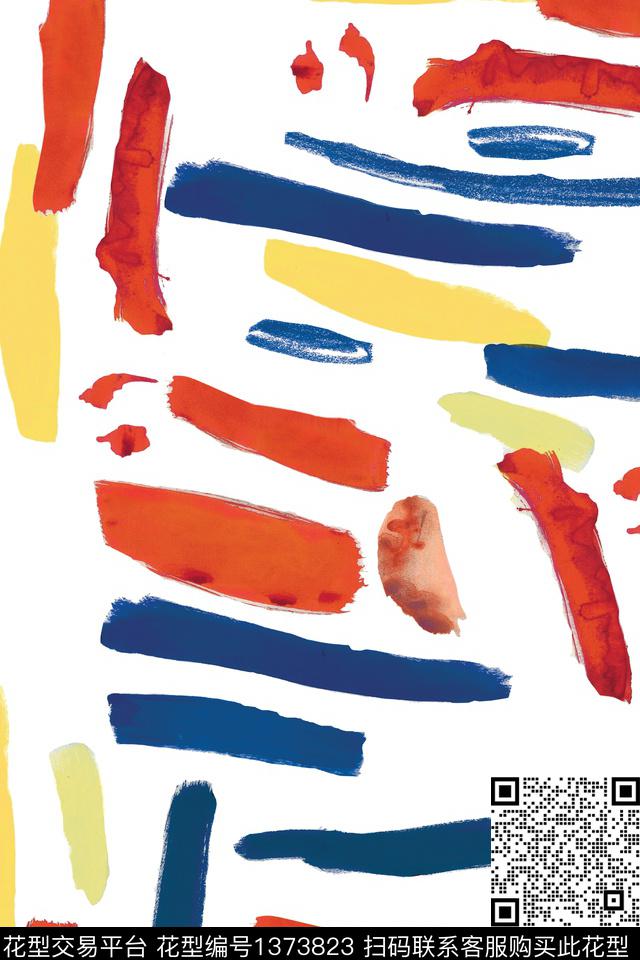 几何简约水彩数码印花华亿平台下载（图片编号: 1373823） - 瓦栏（Walan）