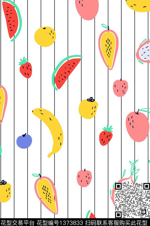 水果大牌风抽象数码印花华亿平台下载（图片编号: 1373833） - 瓦栏（Walan）