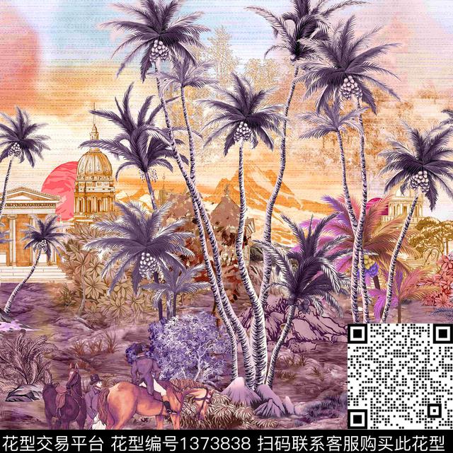 时尚水彩热带华亿平台数码印花华亿平台下载（图片编号: 1373838） - 瓦栏（Walan）