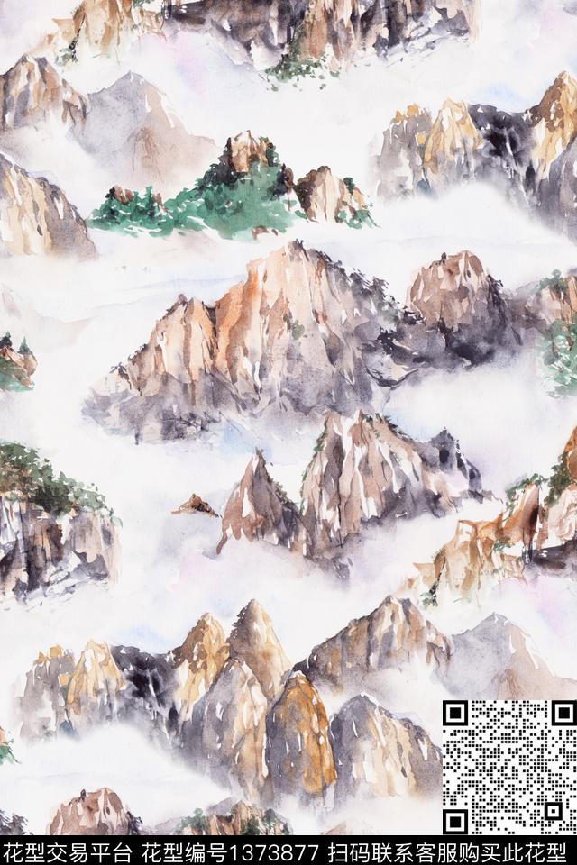 旗袍国画中国风数码印花华亿平台下载（图片编号: 1373877） - 瓦栏（Walan）