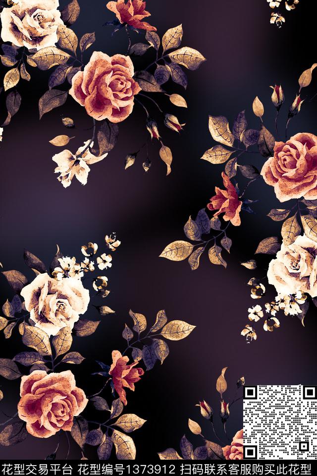 水彩绿植树叶民族风数码印花华亿平台下载（图片编号: 1373912） - 瓦栏（Walan）