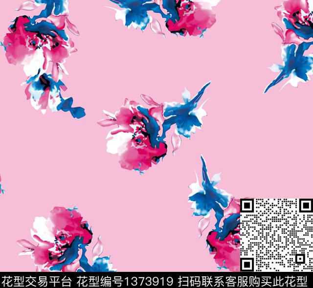 花卉大牌风手绘玫瑰传统印花华亿平台下载（图片编号: 1373919） - 瓦栏（Walan）