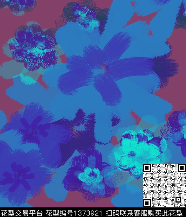花卉抽象混合拼接数码印花华亿平台下载（图片编号: 1373921） - 瓦栏（Walan）