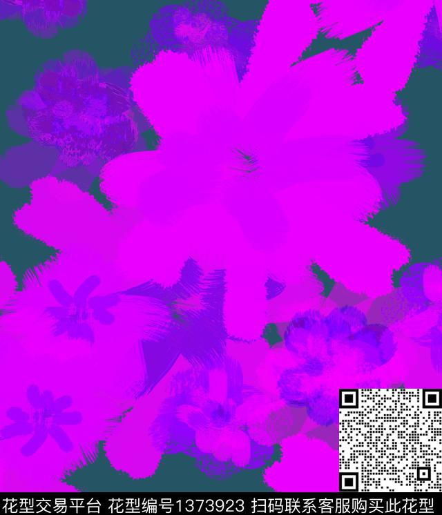 花卉抽象混合拼接数码印花华亿平台下载（图片编号: 1373923） - 瓦栏（Walan）