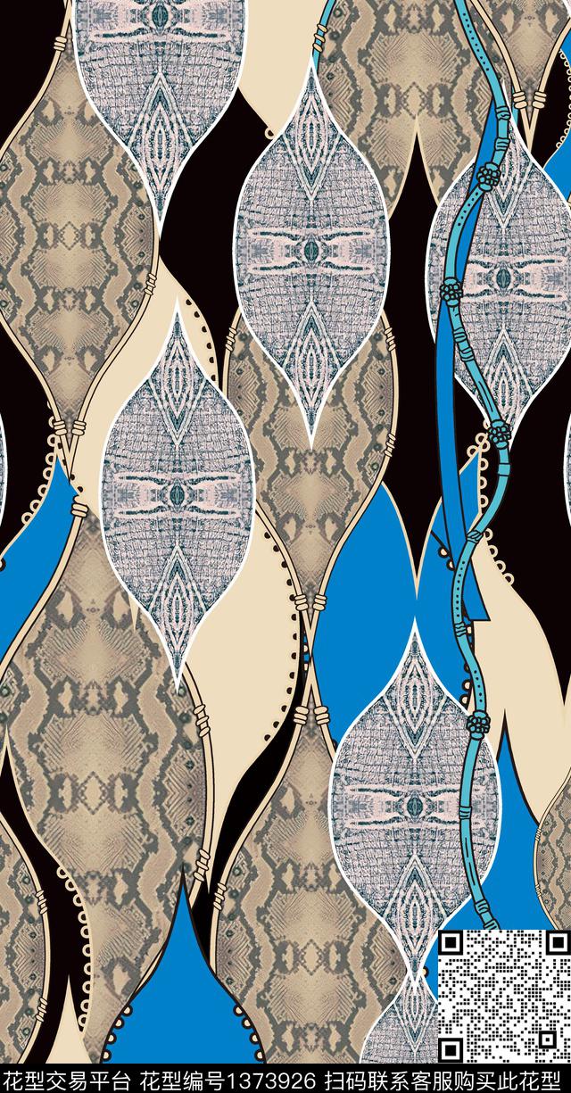 几何大牌风抽象数码印花华亿平台下载（图片编号: 1373926） - 瓦栏（Walan）