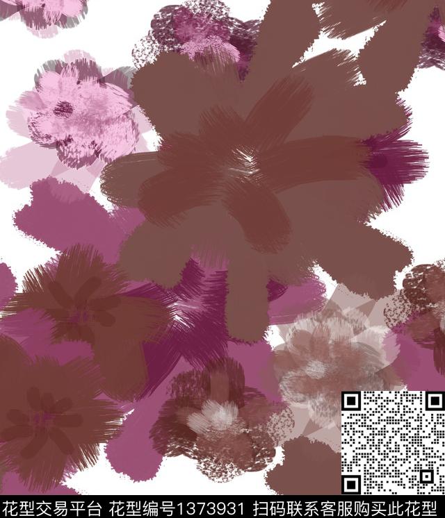 花卉抽象混合拼接数码印花华亿平台下载（图片编号: 1373931） - 瓦栏（Walan）