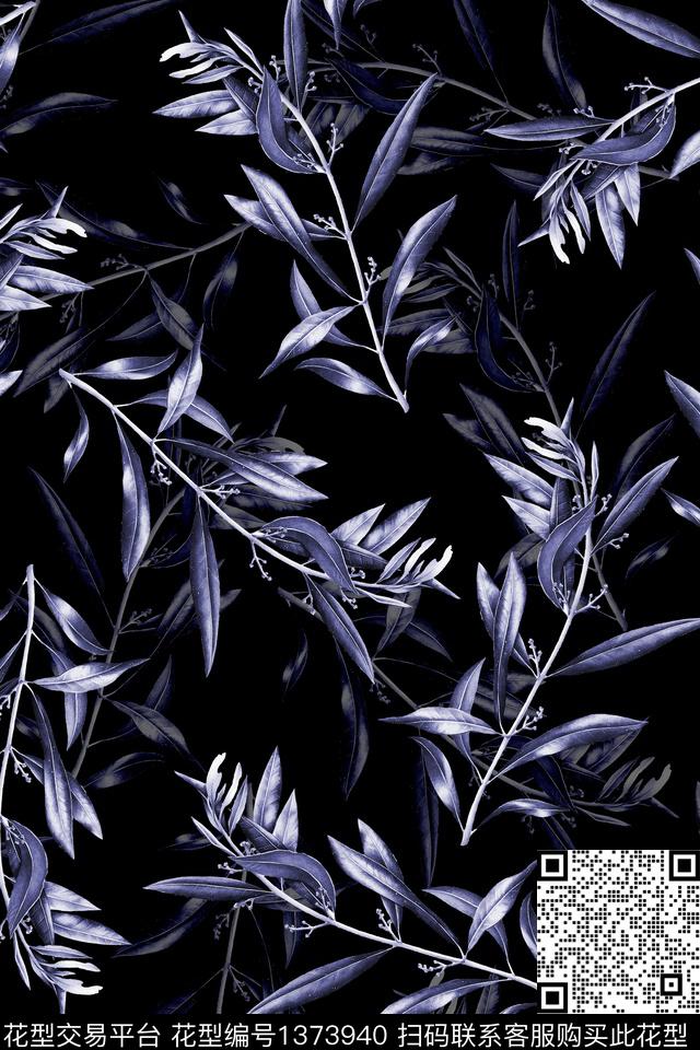黑底花卉花卉大牌风数码印花华亿平台下载（图片编号: 1373940） - 瓦栏（Walan）