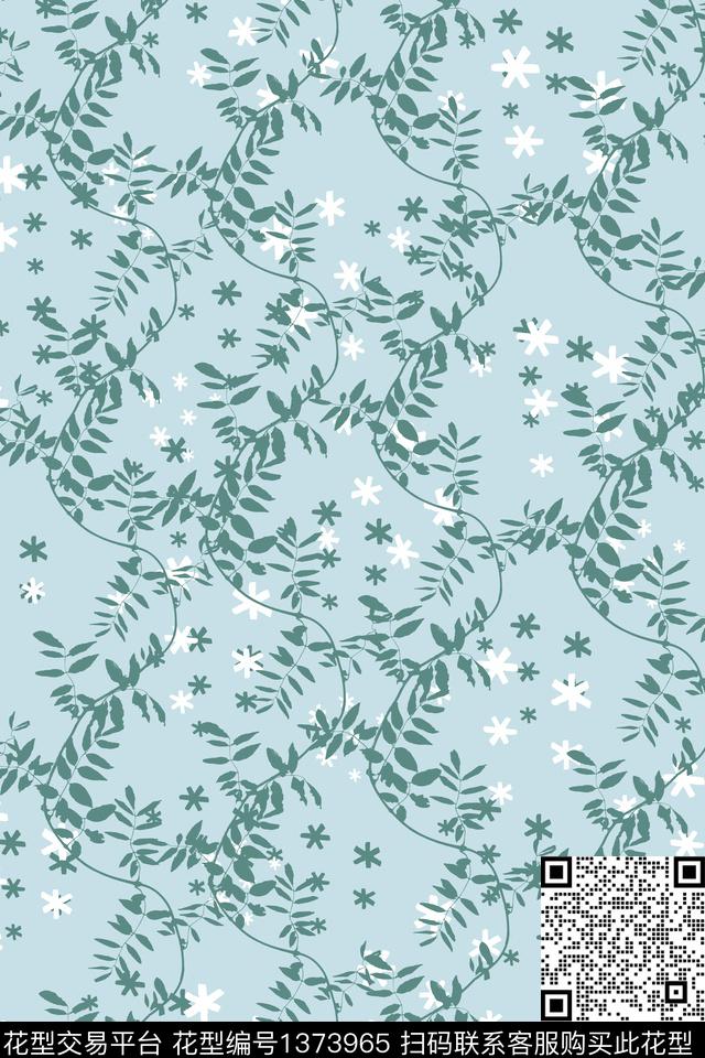 绿植树叶满天星小碎花数码印花华亿平台下载（图片编号: 1373965） - 瓦栏（Walan）