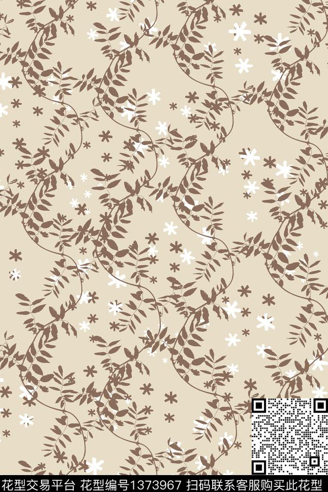 绿植树叶满天星小碎花数码印花华亿平台下载（图片编号: 1373967） - 瓦栏（Walan）