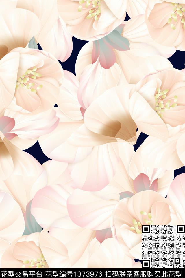 花卉满版散花花瓣数码印花华亿平台下载（图片编号: 1373976） - 瓦栏（Walan）