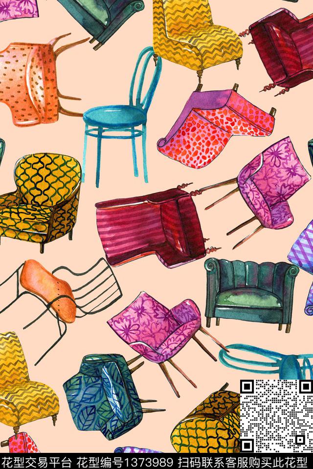 大牌风抽象手绘数码印花华亿平台下载（图片编号: 1373989） - 瓦栏（Walan）