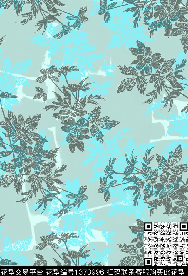 清爽底花卉花卉小碎花数码印花华亿平台下载（图片编号: 1373996） - 瓦栏（Walan）