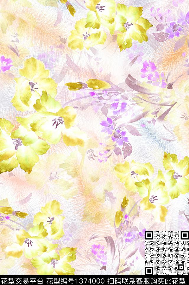 清爽底花卉花卉小碎花数码印花华亿平台下载（图片编号: 1374000） - 瓦栏（Walan）