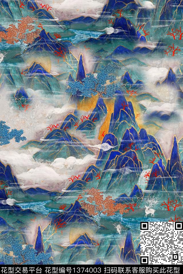 香云纱中国风复古旗袍花数码印花华亿平台下载（图片编号: 1374003） - 瓦栏（Walan）