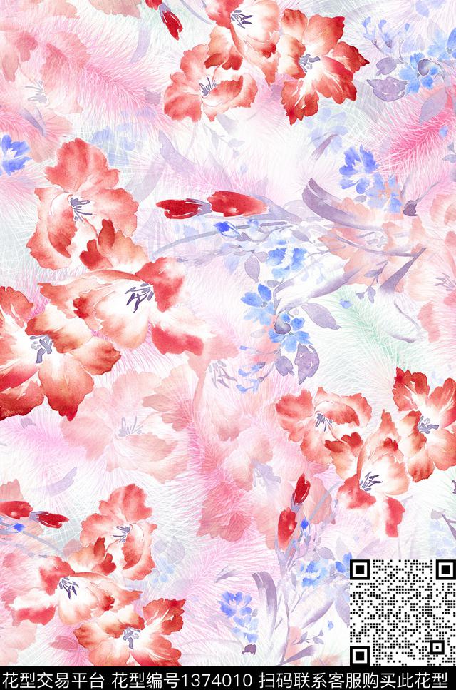 清爽底花卉花卉小碎花数码印花华亿平台下载（图片编号: 1374010） - 瓦栏（Walan）