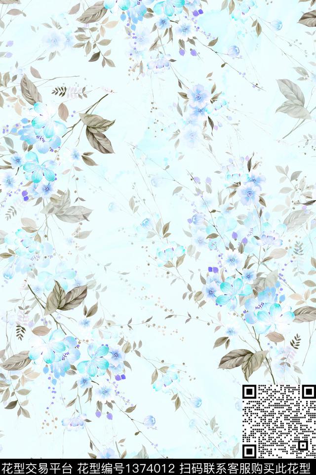 清爽底花卉花卉小碎花数码印花华亿平台下载（图片编号: 1374012） - 瓦栏（Walan）