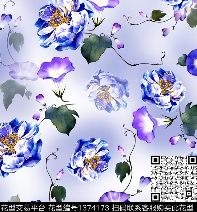 连衣裙女装花卉传统印花华亿平台下载（图片编号: 1374173） - 瓦栏（Walan）