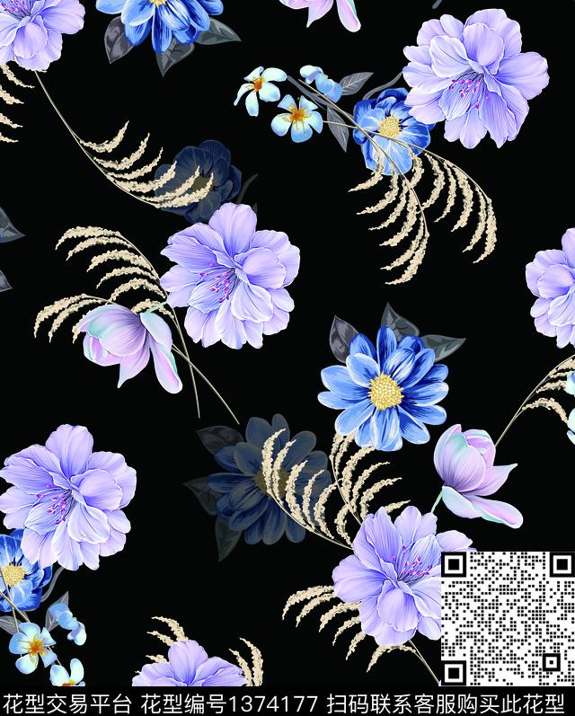 连衣裙女装花卉传统印花华亿平台下载（图片编号: 1374177） - 瓦栏（Walan）