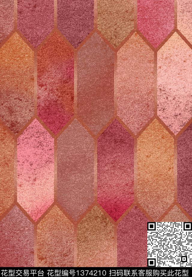 几何格子抽象数码印花华亿平台下载（图片编号: 1374210） - 瓦栏（Walan）