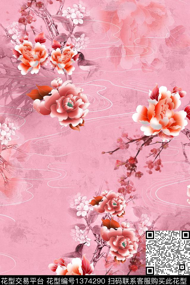 旗袍创意中国风数码印花华亿平台下载（图片编号: 1374290） - 瓦栏（Walan）