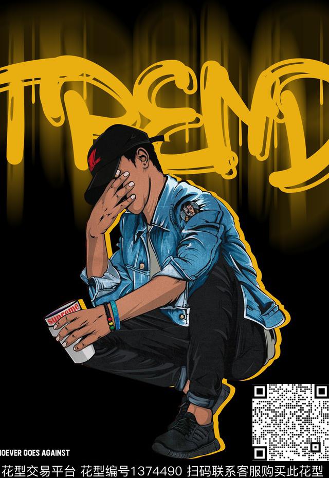 人物大牌风涂鸦文字数码印花华亿平台下载（图片编号: 1374490） - 瓦栏（Walan）