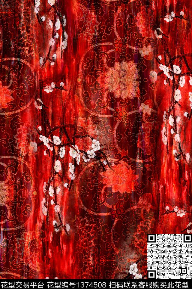 香云纱真丝中国风数码印花华亿平台下载（图片编号: 1374508） - 瓦栏（Walan）