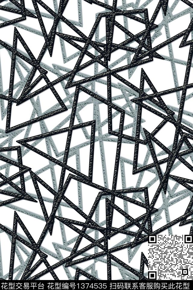 几何抽象男装家居服传统印花华亿平台下载（图片编号: 1374535） - 瓦栏（Walan）