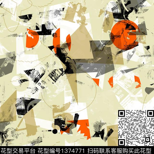 几何纸印花抽象男装传统印花华亿平台下载（图片编号: 1374771） - 瓦栏（Walan）