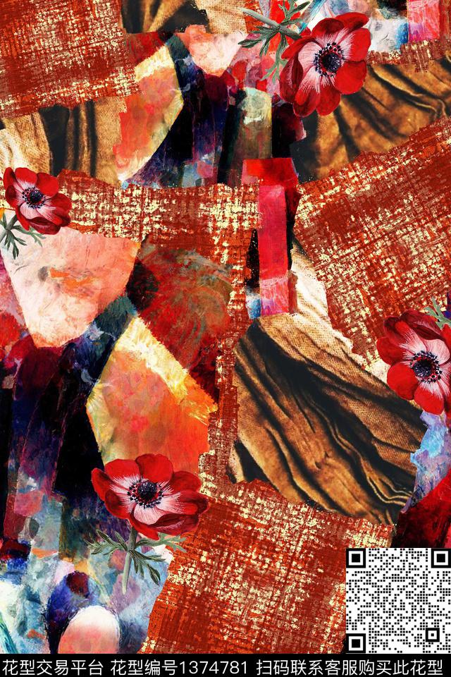 肌理扎染华亿平台大牌风数码印花华亿平台下载（图片编号: 1374781） - 瓦栏（Walan）