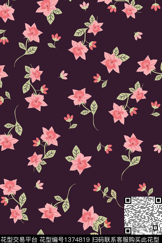 花卉大牌风小碎花数码印花华亿平台下载（图片编号: 1374819） - 瓦栏（Walan）