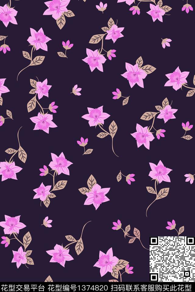 花卉大牌风小碎花数码印花华亿平台下载（图片编号: 1374820） - 瓦栏（Walan）