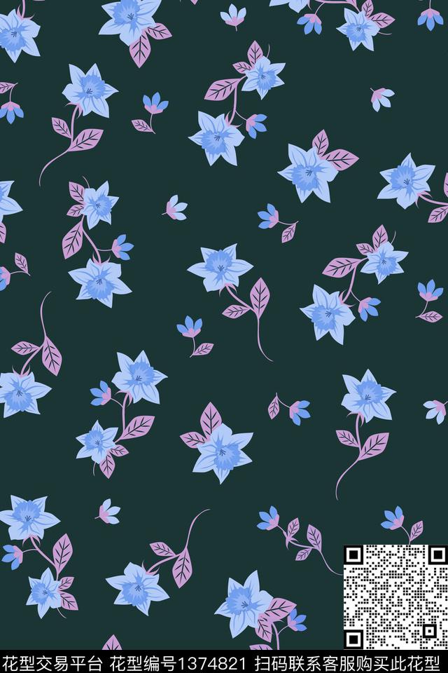 花卉大牌风小碎花数码印花华亿平台下载（图片编号: 1374821） - 瓦栏（Walan）