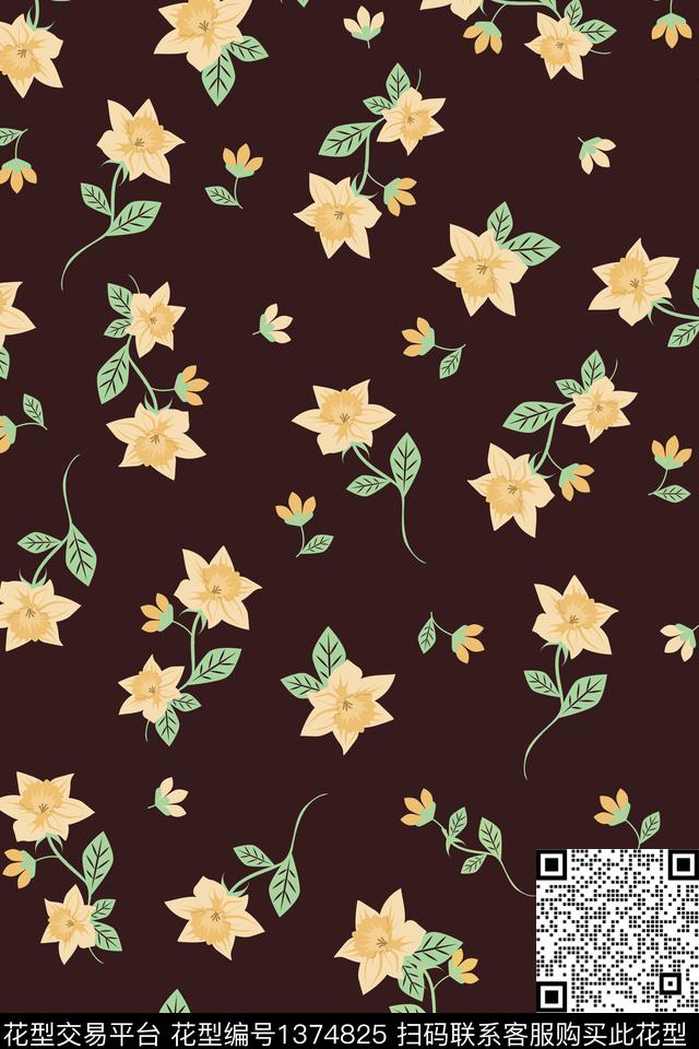 花卉大牌风小碎花数码印花华亿平台下载（图片编号: 1374825） - 瓦栏（Walan）