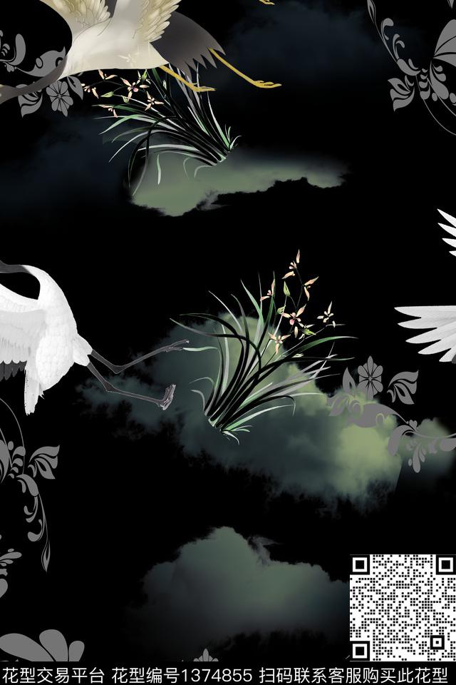 数码华亿平台仙鹤女装数码印花华亿平台下载（图片编号: 1374855） - 瓦栏（Walan）
