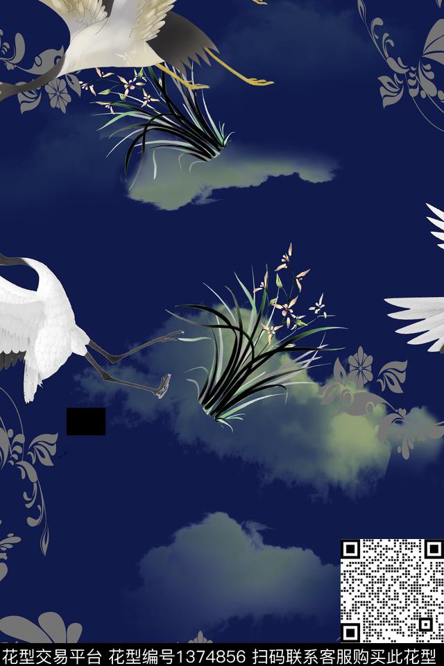 数码华亿平台仙鹤女装数码印花华亿平台下载（图片编号: 1374856） - 瓦栏（Walan）