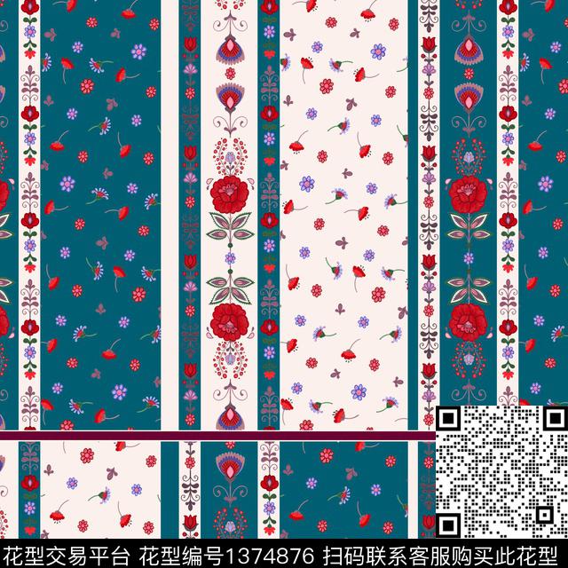 定位花民族风小碎花数码印花华亿平台下载（图片编号: 1374876） - 瓦栏（Walan）