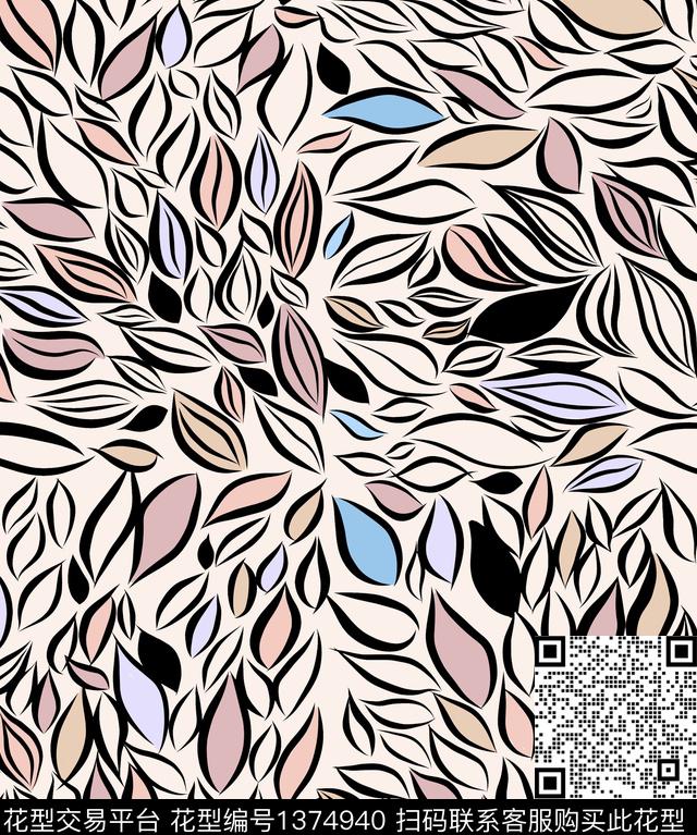 彩底花卉树枝大牌风传统印花华亿平台下载（图片编号: 1374940） - 瓦栏（Walan）