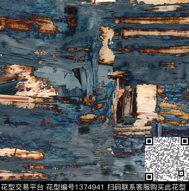肌理抽象绘画数码印花华亿平台下载（图片编号: 1374941） - 瓦栏（Walan）