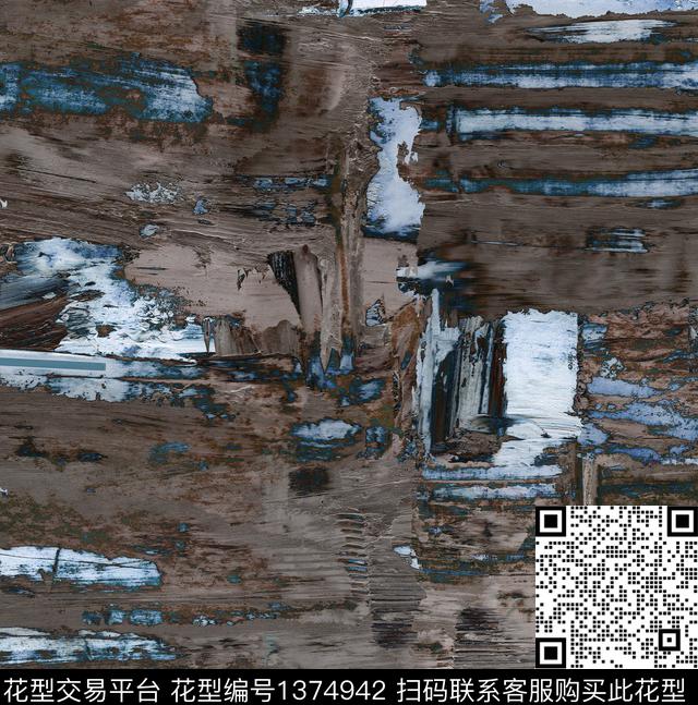 肌理书法抽象绘画数码印花华亿平台下载（图片编号: 1374942） - 瓦栏（Walan）